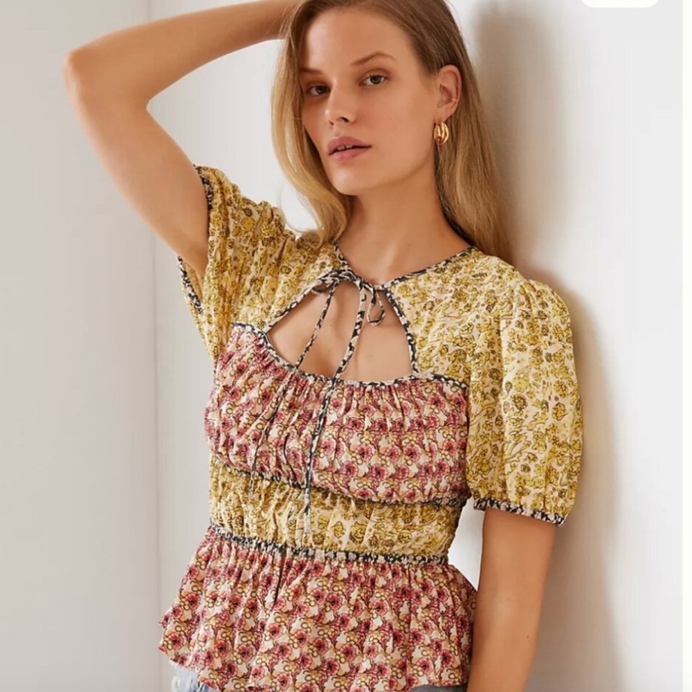 ♥️New♥️ Anthropologie Current Air Peplum Blouse M/L